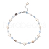 Summer Natural Dyed Aquamarine & Round White Jade & Natural Sea Shell & Shell Pearl Beaded Necklaces NJEW-JN05269-5