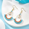 Dyed Natural Howlite Beaded Teardrop with Star Dangle Earrings EJEW-MZ00079-02-3