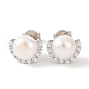 Mother's Day Jewellery 925 Sterling Silver Half Round Stud Earrings EJEW-C115-09P-1