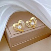 Brass Micro Pave Clear Cubic Zirconia Stud Earrings FS-WG0F9B0-02-1
