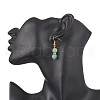 Round Natural Green Aventurine Dangle Earrings EJEW-JE06465-3