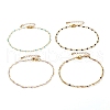 Faceted Round Natural Gemstone Beaded Anklets AJEW-AN00360-1