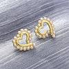 Heart Brass Stud Earrings EJEW-H158-09G-1