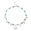 Summer Beach Natural Shell Pendant Necklaces NJEW-TA00197-4