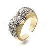 Brass Micro Pave Clear Cubic Zirconia Cuff Rings for Women RJEW-G347-12GP-4