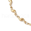 304 Stainless Steel Wave Link Chain Anklets AJEW-AN00641-01-3