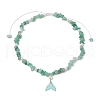 Natural Green Aventurine Chip & Imitaton Round Pearl Beaded Adjustable Necklaces NJEW-JN05227-03-4