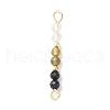 Faceted Round Natural Quartz Crystal & Labradorite & Black Spinel Beaded Connector Charms PALLOY-JF03530-08-1