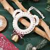 Wood & Cotton Thread Bear Head Pendant Decorations HJEW-TA00303-2