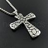 Vintage Punk Style Stainless Steel Textured Cross Pendant Necklaces for Men JF7289-2