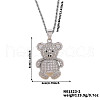 Brass Micro Pave Cubic Zirconia Cute Mini Cartoon Bear Pendant Necklaces for Women OL3242-2-2