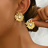 Exaggerated Vintage Style Stainless Steel Coral Flower Earrings for Women GA5711-3-1