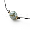 Pearl Luster Plated Round Faceted Natural Agate Pendant Necklace NJEW-JN03657-05-5