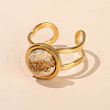 304 Stainless Steel & Natural Map Stone Cuff Rings FS-WGDE3F0-23-1