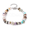 Natural & Synthetic Mixed Gemstone Chips Beaded Bracelet BJEW-JB09686-07-1