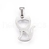 Non-Tarnish 304 Stainless Steel Hollow Kitten Pendants STAS-P209-28P-2