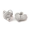 304 Stainless Steel Textured Heart Stud Earrings for Women EJEW-I281-14P-2