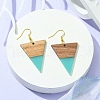 Resin & Walnut Wood Triangle Dangle Earrings EJEW-JE05505-03-3