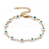 Enamel Rhombus with Evil Eye Link Chains Bracelet BJEW-P271-03G-02-1