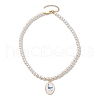 White Glass Pearl Beaded Necklaces NJEW-JN04652-05-4