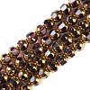 Electroplate Glass Beads Strands X-EGLA-Q128-04A-FP05-1