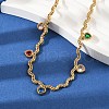 304 Stainless Steel Rope Chain Colorful Cubic Zirconia Tassel Necklaces for Women NJEW-V015-01G-A-4