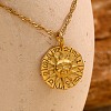 304 Stainless Steel Zodiac Sun Pendant Necklaces for Women NJEW-B130-02G-1