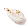 Copper Wire Wrapped Natural Cowrie Shell Pendants PALLOY-JF03554-01-3