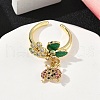 Ladybird Brass Micro Pave Cubic Zirconia Cuff Rings RJEW-A069-03G-4