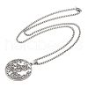 Ring with Cat Shape Pattern 304 Stainless Steel Pendant Necklaces for Men Women NJEW-K283-13P-2