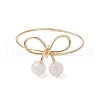 Round Natural Rose Quartz Finger Rings for Women RJEW-JR00857-02-4