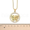 304 Stainless Steel Crystal Rhinestone Ring with Hollow Butterfly Pendant Necklaces for Women NJEW-P327-01G-5