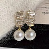 Round Alloy Crystal Rhinestone Dangle Stud Earrings FS-WGBAD05-01-4