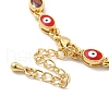 Enamel Evil Eye & Glass Oval Link Chain Bracelet BJEW-G663-01G-02-4