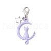 Spray Painted Alloy Moon with Cat Pendant Decoration HJEW-JM03198-4