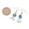 Shell Pearl Beads & Glass Seed Dangle Earrings EJEW-MZ00310-01-3