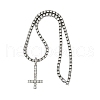 Alloy Full Crystal Rhinestone Inverted Cross Pendant Necklaces NJEW-P333-01P-4