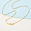 925 Sterling Silver Pave Clear Micro Pave Cubic Zirconia Boat Pendant Necklaces for Women NJEW-D315-02G-2