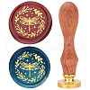 Brass Wax Seal Stamp with Wood Handle AJEW-WH0412-0025-1