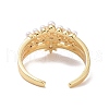 Clear Cubic Zirconia Star Open Cuff Ring with Acrylic Pearl Beaded RJEW-P032-12G-3