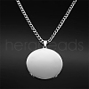Stainless Steel Flat Round with Tree of Life Pendant Twisted Chain Necklace for Women PW-WG3FDD3-01-4
