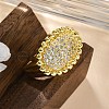 Brass Micro Pave Clear Cubic Zirconia Cuff Rings for Wome RJEW-Q009-02G-2