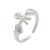 Brass Micro Pave Cubic Zirconia Adjustable Cuff Rings for Women RJEW-C129-11P-4