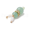 4Pcs 4 Styles Natural Carnelian & Rose Quartz & Green Aventurine & Amethyst Bunny Pendants PALLOY-TA00226-5