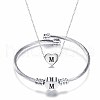 Heart with Letter Pattern 304 Stainless Steel Cuff Bangle & Pendant Necklace FS-WGA0158-13-1