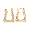 Ion Plating(IP) 304 Stainless Steel Bamboo Trapezoid Hoop Earrings for Women EJEW-B018-06G-1