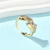 Brass Micro Pave Cubic Zirconia Cuff Rings RJEW-D307-05G-A-4