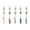 Wire Wrapped Bullet Natural Lapis Lazuli & Red Jasper & Green Aventurine & Quartz Crystal & Synthetic Turquoise Pendant Decorations HJEW-JM03076-2