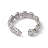 304 Stainless Steel Heart Wrap Open Cuff Ring for Women RJEW-C045-18P-3