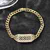Brass Micro Pave Clear Cubic Zirconia Link Bracelets BJEW-F498-02B-G-3